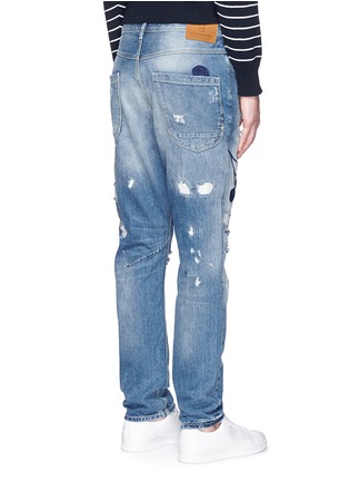 Back View - Click To Enlarge - SCOTCH & SODA - 'Fleet' cherry embroidery distressed jeans