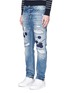 Front View - Click To Enlarge - SCOTCH & SODA - 'Fleet' cherry embroidery distressed jeans