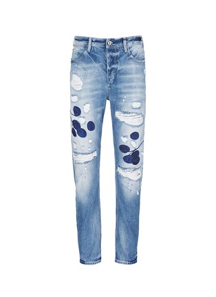 Main View - Click To Enlarge - SCOTCH & SODA - 'Fleet' cherry embroidery distressed jeans