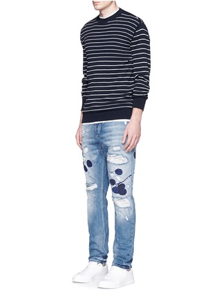 Figure View - Click To Enlarge - SCOTCH & SODA - 'Fleet' cherry embroidery distressed jeans