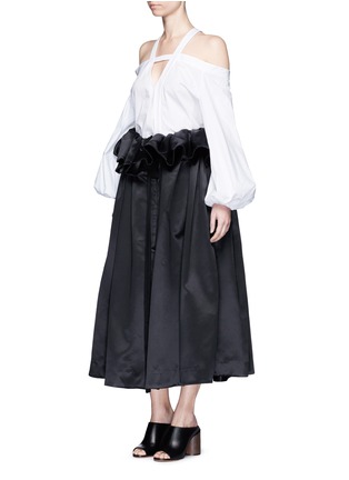 Figure View - Click To Enlarge - ELLERY - 'Impact' gathered apron bonded silk satin midi skirt