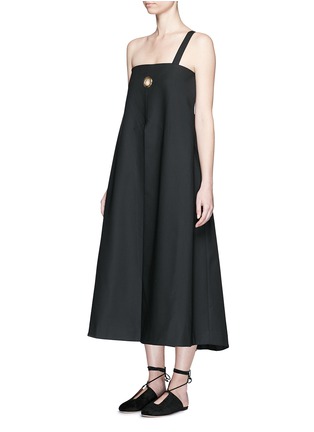 Front View - Click To Enlarge - ELLERY - 'Ray' asymmetric strap grommet A-line tunic dress