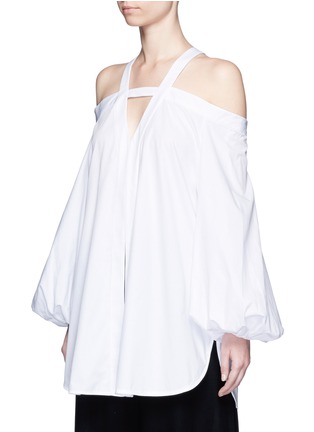 Front View - Click To Enlarge - ELLERY - 'Jeanne' balloon sleeve split front cold shoulder top