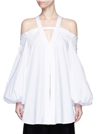 Main View - Click To Enlarge - ELLERY - 'Jeanne' balloon sleeve split front cold shoulder top