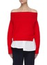 Main View - Click To Enlarge - MONSE - Off-shoulder Shirt Tail Detail Sweater