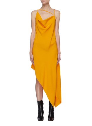 Main View - Click To Enlarge - MONSE - Drape Collar Asymmetric Hem Sleeveless Dress