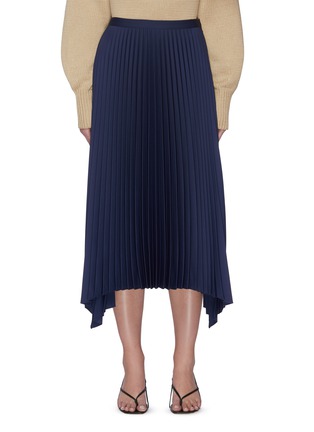 Main View - Click To Enlarge - THEORY - Asymmetric Hem Pleat Midi Skirt
