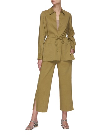 Figure View - Click To Enlarge - THEORY - Eco Crunch linen waist tie shirt jacket