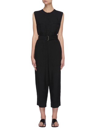Main View - Click To Enlarge - THEORY - Belted satin cargo jumpsuit