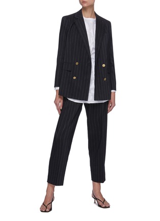 Figure View - Click To Enlarge - THEORY - 'Treeca' Pinstripe Linen Blend Pants