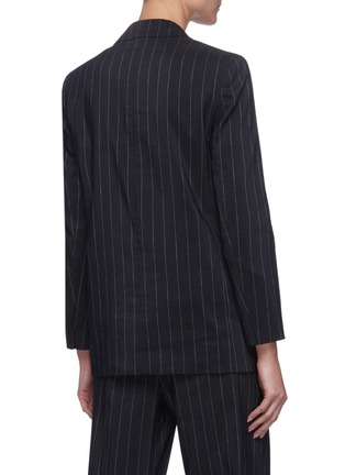 Back View - Click To Enlarge - THEORY - 'Piazza' Pinstripe Double Breast Linen Blend Blazer