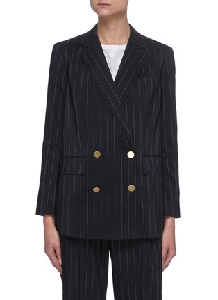 Main View - Click To Enlarge - THEORY - 'Piazza' Pinstripe Double Breast Linen Blend Blazer