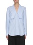 Main View - Click To Enlarge - TIBI - Awning' V-neck Curved Collar Stripe Shirt