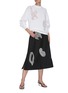 Figure View - Click To Enlarge - TIBI - Graphic Crochet Patch A-line Midi Skirt