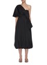 Main View - Click To Enlarge - TIBI - Crossover Sleeve Panel One Shoulder Midi Dress