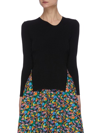 Main View - Click To Enlarge - TIBI - Giselle' Double Slit Cropped Back Sweater