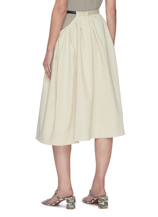 Back View - Click To Enlarge - TIBI - Belt Detail Side Cut-out Cotton Twill Skirt