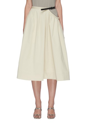 Main View - Click To Enlarge - TIBI - Belt Detail Side Cut-out Cotton Twill Skirt