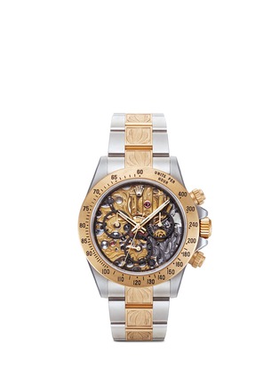 Main View - Click To Enlarge - MAD COLLECTIONS - Rolex Steel Skeleton II Engraved Daytona watch