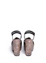 Back View - Click To Enlarge - SAINT LAURENT - 'Candy' suede bow glitter wedge sandals