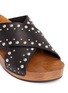 Detail View - Click To Enlarge - SAINT LAURENT - Stud leather wooden clog mule sandals