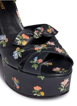 Detail View - Click To Enlarge - SAINT LAURENT - Grunge flower print leather platform sandals
