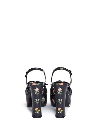 Back View - Click To Enlarge - SAINT LAURENT - Grunge flower print leather platform sandals