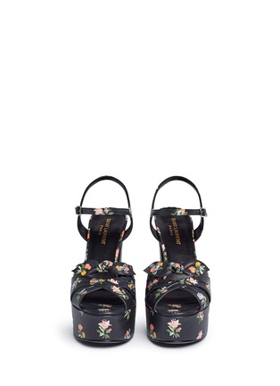 Front View - Click To Enlarge - SAINT LAURENT - Grunge flower print leather platform sandals