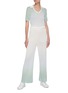 Figure View - Click To Enlarge - CRUSH COLLECTION - Ombré pointelle V-neck polo shirt