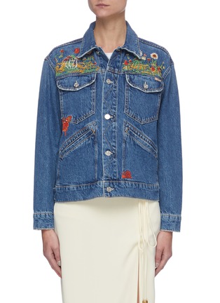 Main View - Click To Enlarge - MOTHER - 'The Mountain Drifter' Psychedelic Embroidered Denim Jacket