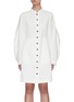 Main View - Click To Enlarge - JIL SANDER - Bishop Sleeves Stand Collar Linen Shirt Dress