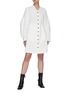 Figure View - Click To Enlarge - JIL SANDER - Bishop Sleeves Stand Collar Linen Shirt Dress