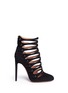 Main View - Click To Enlarge - ALAÏA - Lasercut caged suede booties
