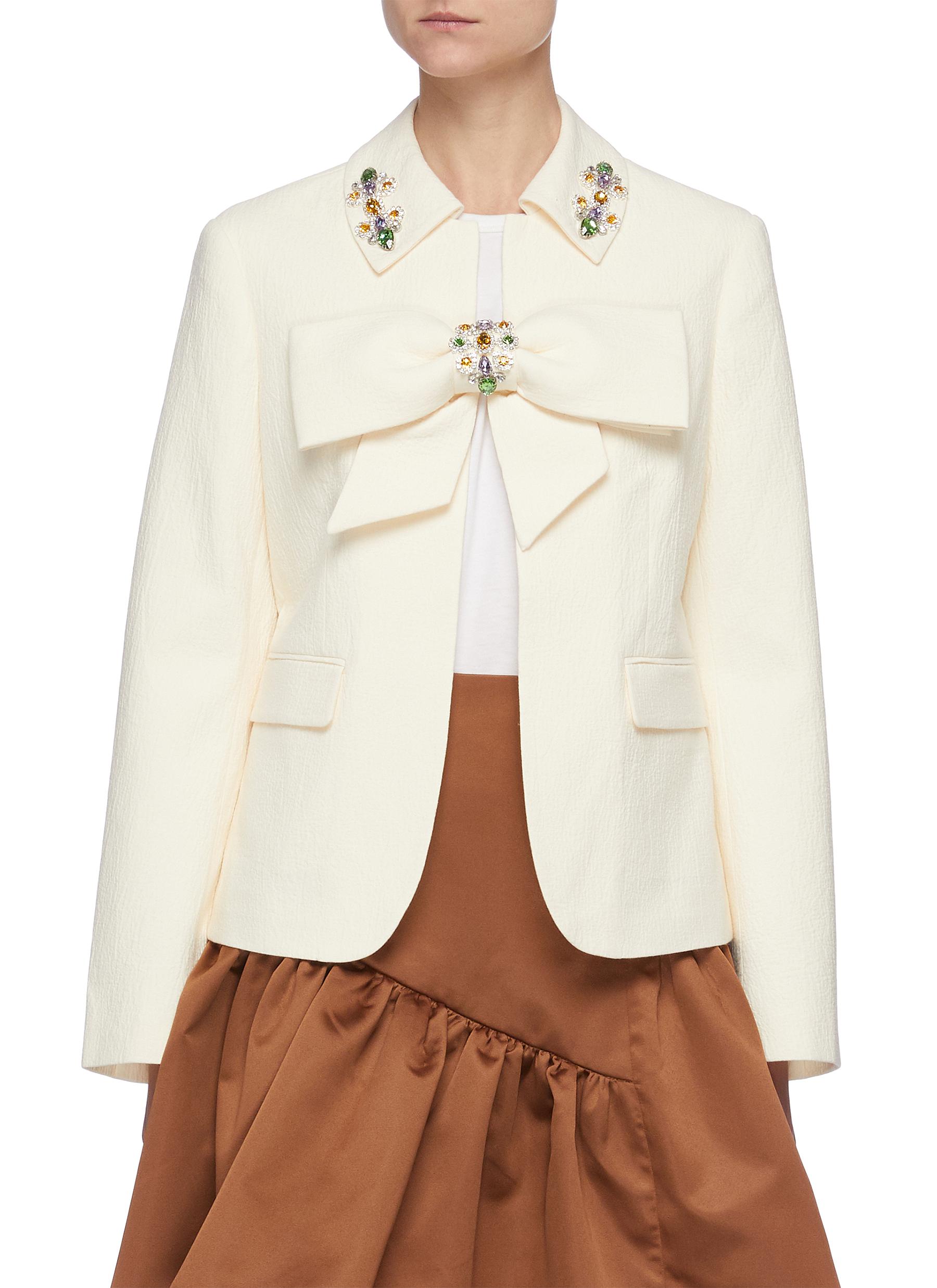Shushu-tong Embroidered Crystal Bow Detail Jacket | ModeSens
