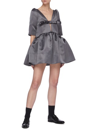 Figure View - Click To Enlarge - SHUSHU/TONG - V-neck bow detail voluminous skirt dress