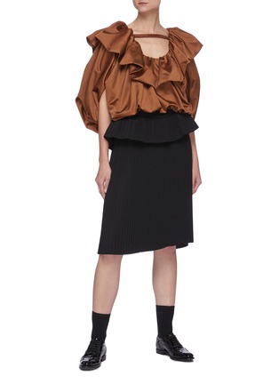 Figure View - Click To Enlarge - SHUSHU/TONG - Pleated double layer midi skirt