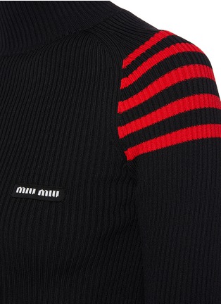  - MIU MIU - Shoulder Stripe Turtleneck Rib Knit Sweater