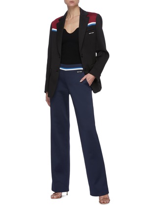 Figure View - Click To Enlarge - MIU MIU - 'Lux' Duotonal Stripe Logo Tab Fleece Pants