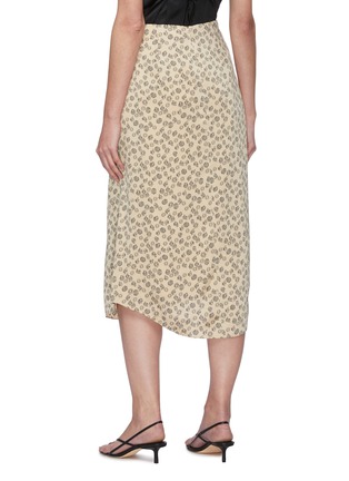 Back View - Click To Enlarge - VINCE - Zinnia' Pleat Panel Ruch Detail Floral Satin Midi Skirt