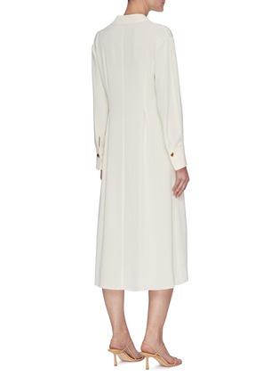Back View - Click To Enlarge - VINCE - Drape Collar Front Pleat Crepe Midi Dress