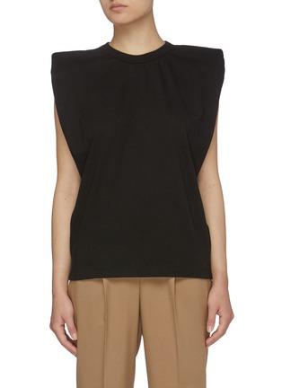 Main View - Click To Enlarge - THE FRANKIE SHOP - 'Eva' Padded Shoulder Sleeveless Cotton Top