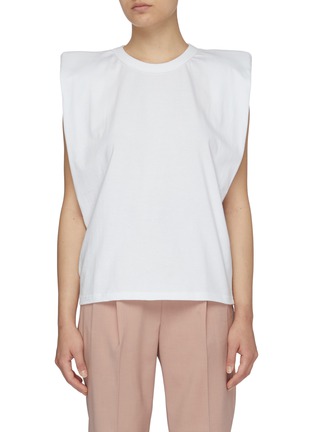 Main View - Click To Enlarge - THE FRANKIE SHOP - 'Eva' Padded Shoulder Sleeveless Cotton Top
