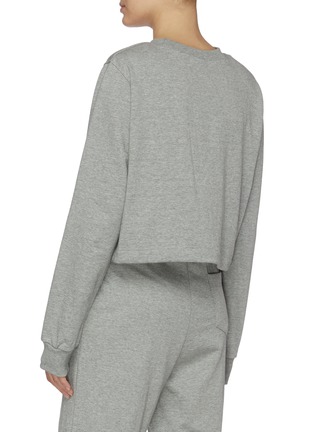 Back View - Click To Enlarge - THE FRANKIE SHOP - Padded Shoulder Retractable Drawstring Hem Cotton Sweatshirt