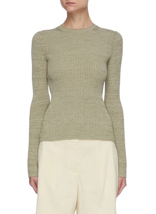 Main View - Click To Enlarge - VINCE - Rib Cotton Wool Blend Crewneck Sweater
