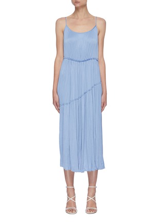 Main View - Click To Enlarge - VINCE - Asymmetric Tier Sleeveless Crinkle Satin Midi Dress