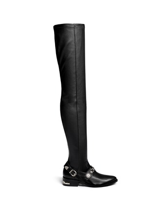 Main View - Click To Enlarge - TOGA SHOES - Stud buckle harness leather thigh high boots