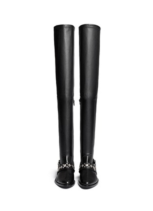 Figure View - Click To Enlarge - TOGA SHOES - Stud buckle harness leather thigh high boots