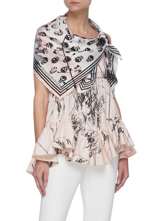 Figure View - Click To Enlarge - ALEXANDER MCQUEEN - Faded Floral Skull Print Silk Scarf