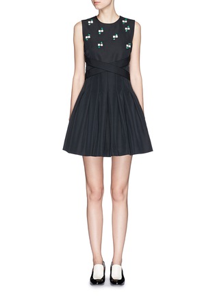 Main View - Click To Enlarge - VICTORIA, VICTORIA BECKHAM - Embellished strass sash tie faille dress