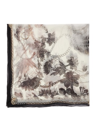 Detail View - Click To Enlarge - ALEXANDER MCQUEEN - Floral Overprint Silk Shawl